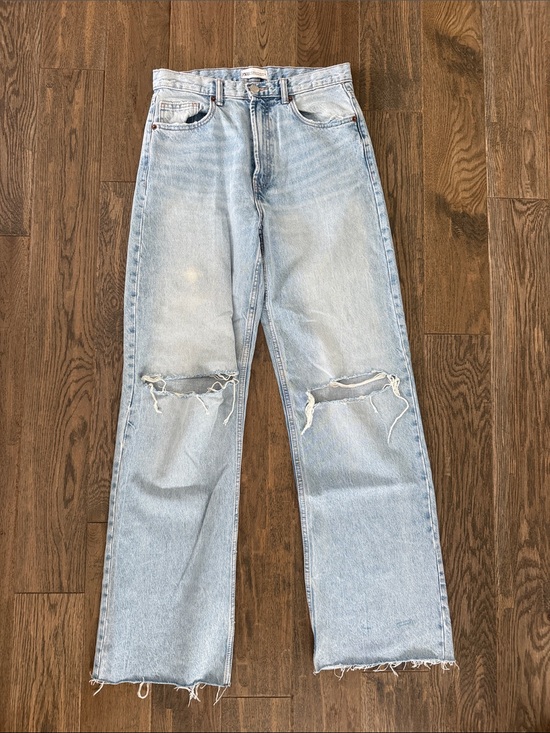 Zara Denim - Zara Light Blue Straight-Leg Jeans with Knee Rips